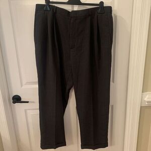 SLATES Mens Pant Slate Gray Pleated Cuffed Wool Poly Easy‎ Care Fabric sz 40X29